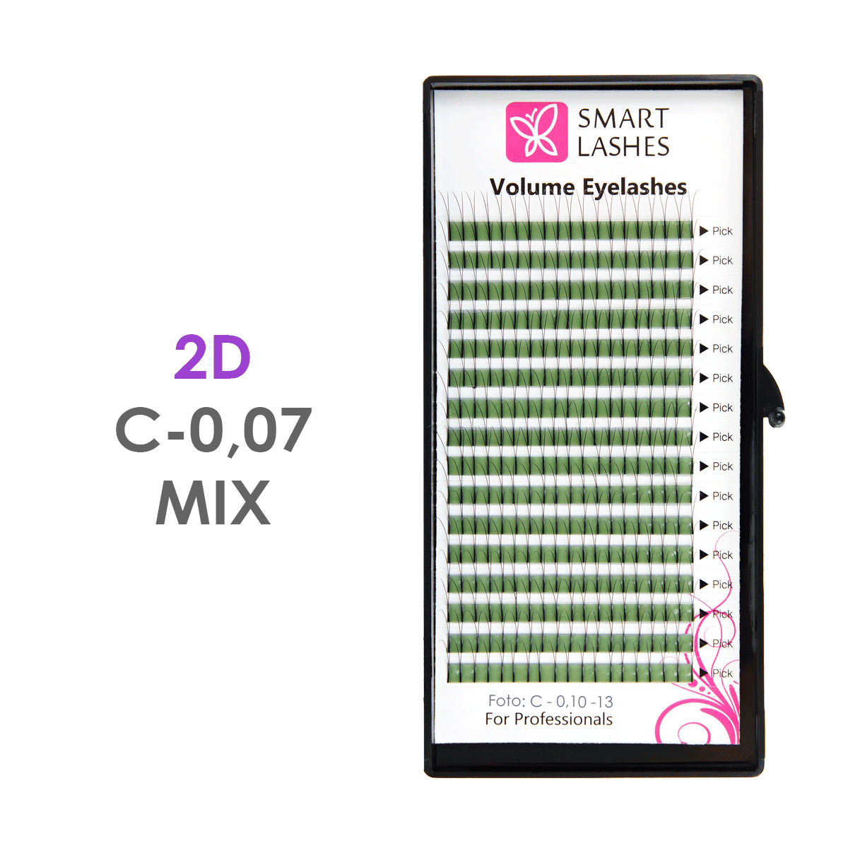 Volume Lashes 2D - C - 0,07 mm x MIX 8-15 mm - 16 lines | Smart Lashes