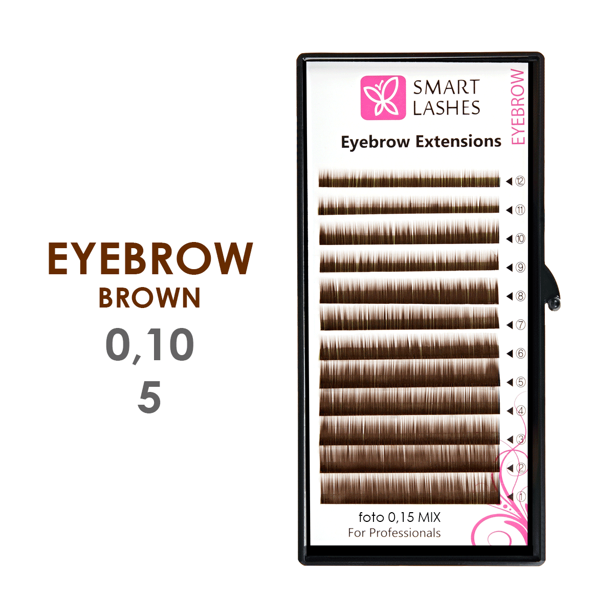 Medium brown false eyebrows - 0,10 mm x 05 mm - 12 lines | Smart Lashes
