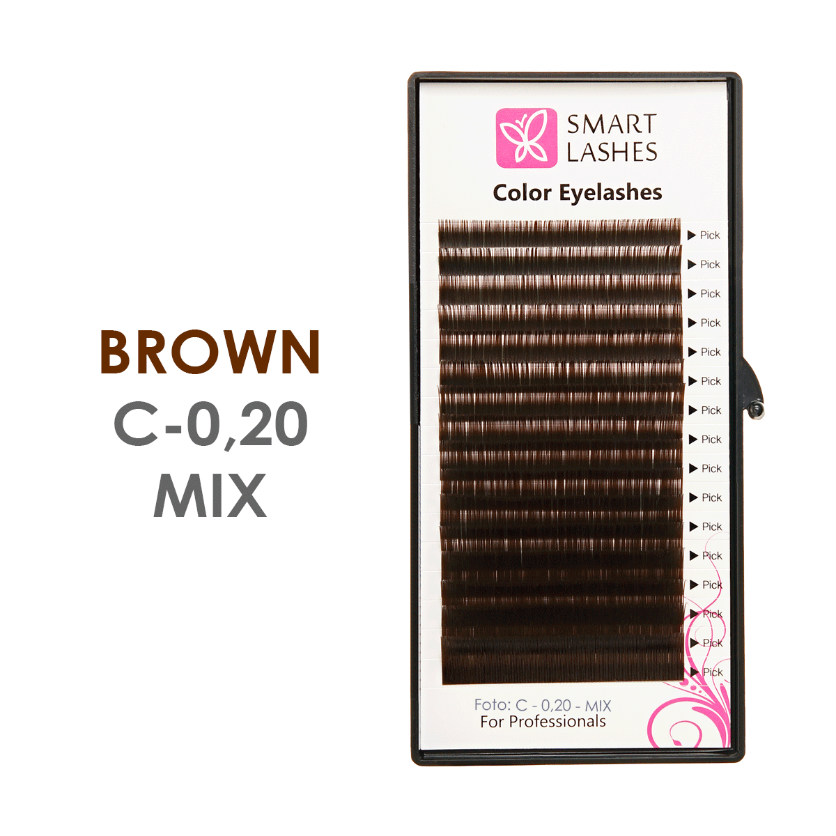 Brown lashes - C - 0,20 mm x 8 - 15 mm - 16 lines | Smart Lashes