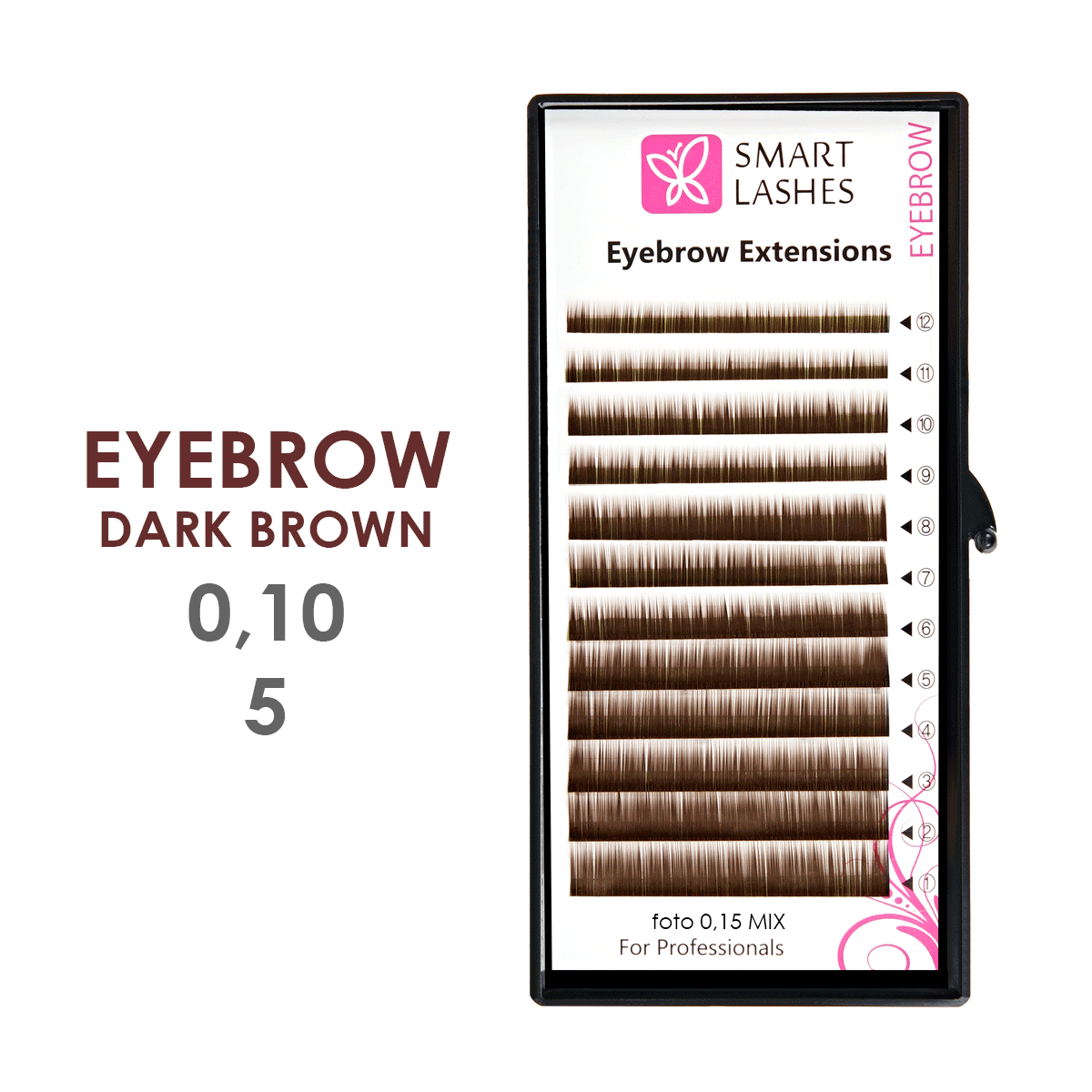 Dark-brown false eyebrows - 0,10 mm x 05 mm - 12 lines | Smart Lashes