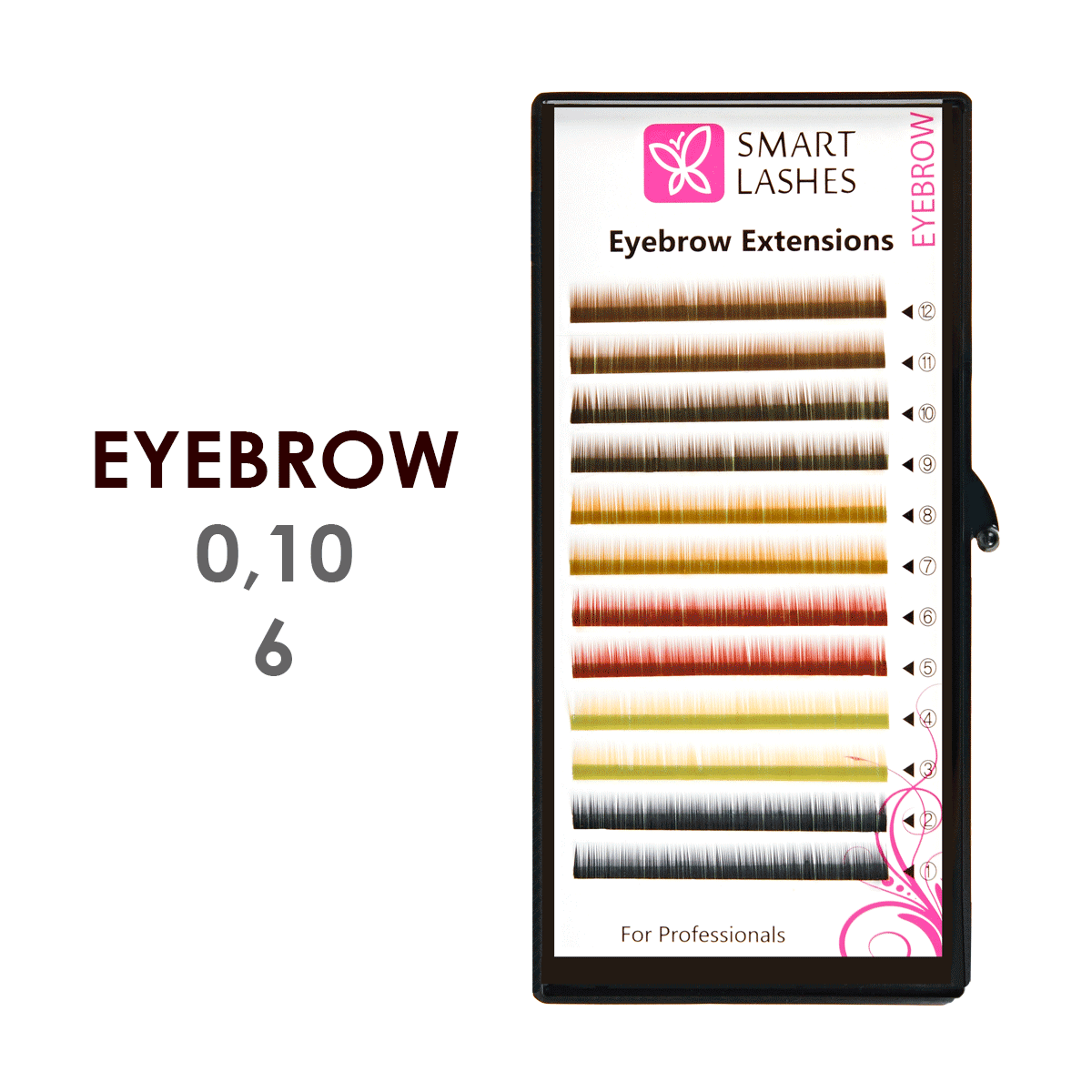 Colour MIX false eyebrows - 0,10 mm x 06 mm - 12 lines | Smart Lashes