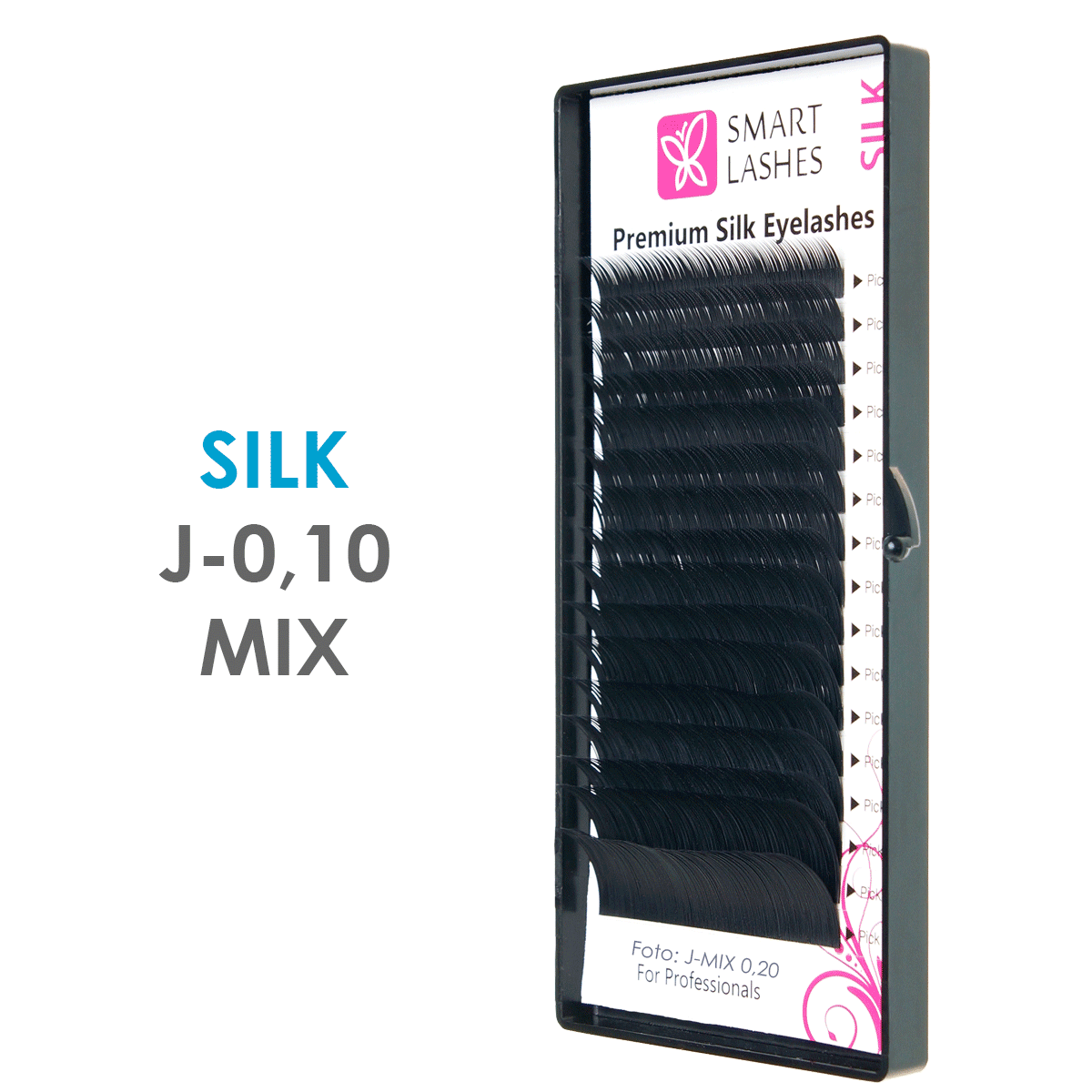Silk - J - 0,10 mm x 8-15 mm MIX - eyelashes 16 lines | Smart Lashes