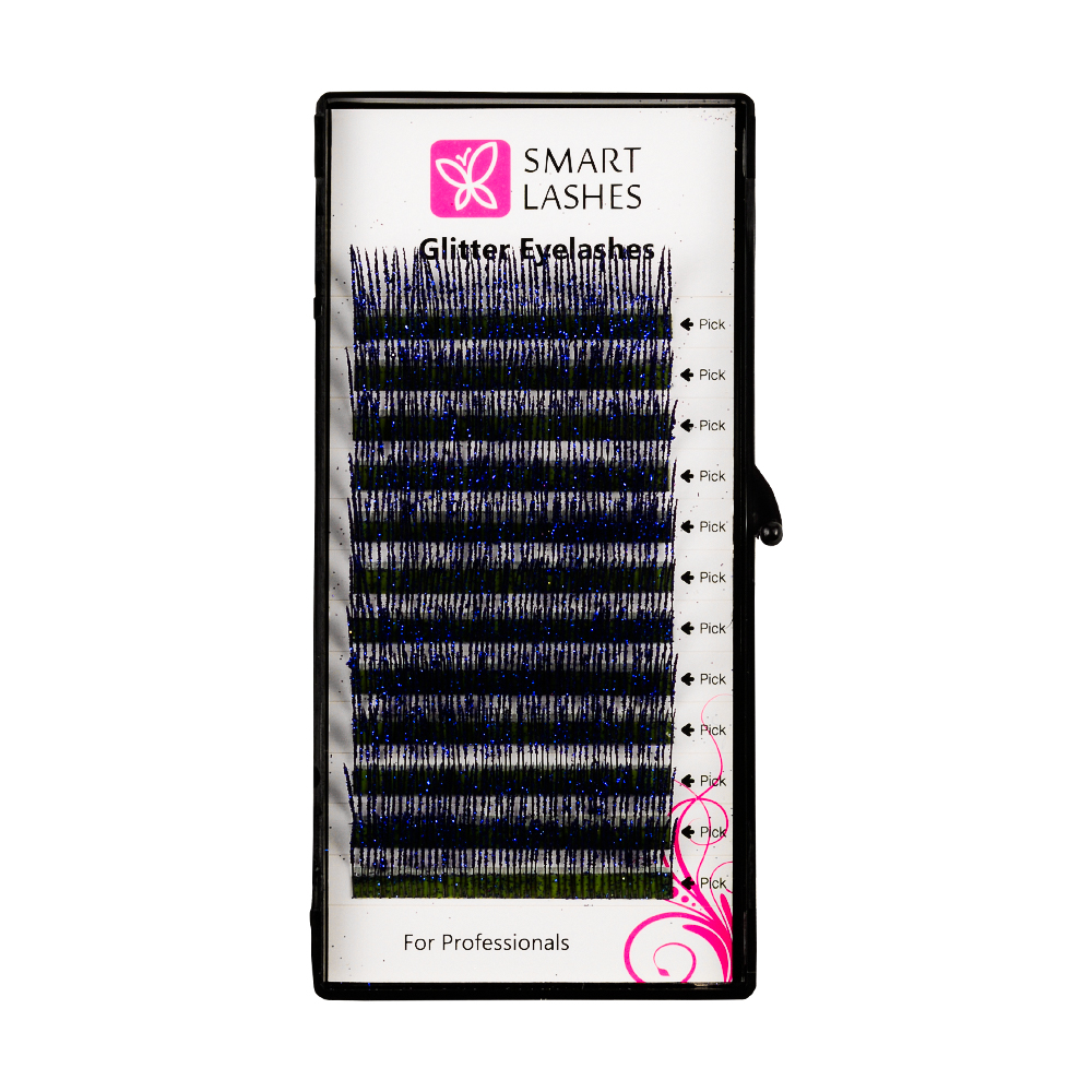 Glitter eyelashes - Blue - C - 0.20 mm x 14 mm | Smart Lashes