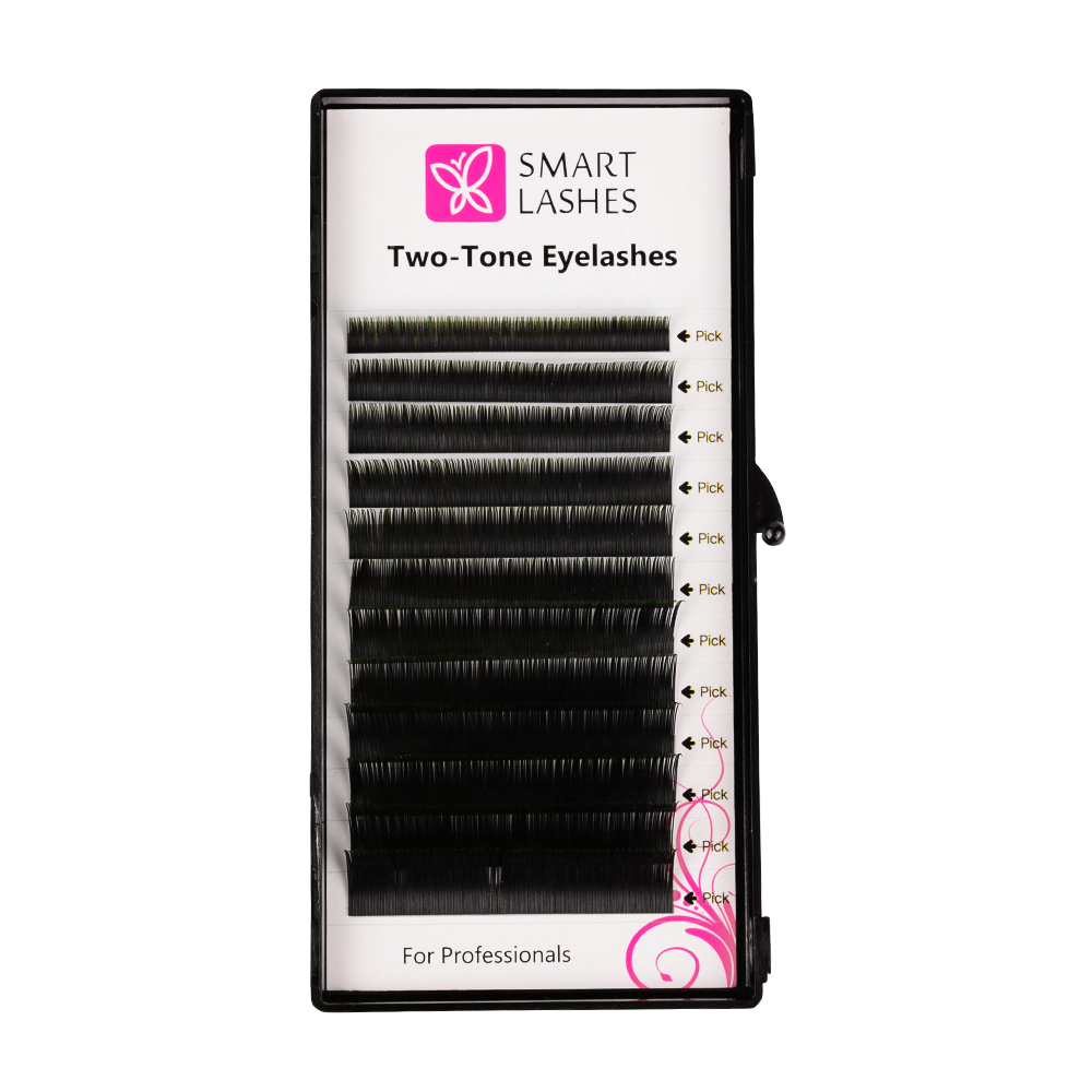 Ombre lashes - green and black - C - 0.20 mm - MIX | Smart Lashes
