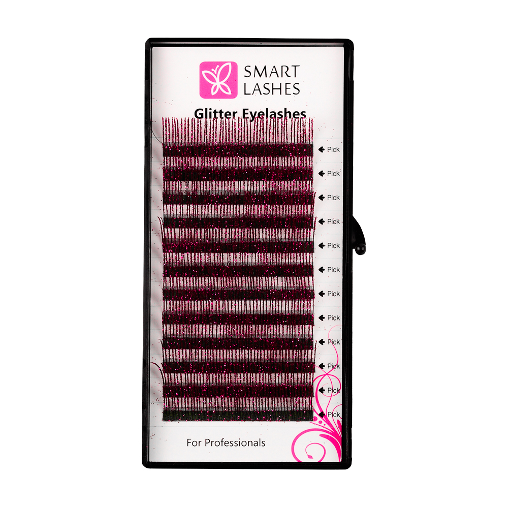 Glitter eyelashes - Red - C - 0.20 mm x 14 mm | Smart Lashes