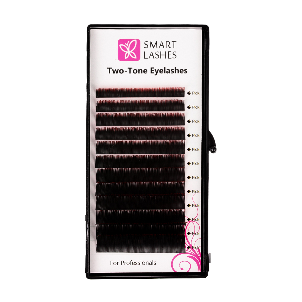 Ombre lashes - red and black - C - 0.20 mm - MIX | Smart Lashes