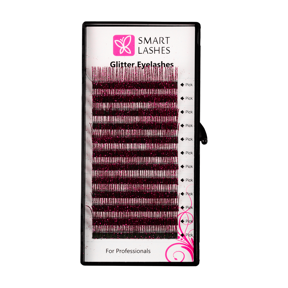 Glitter eyelashes - Pink - C - 0.20 mm x 14 mm | Smart Lashes