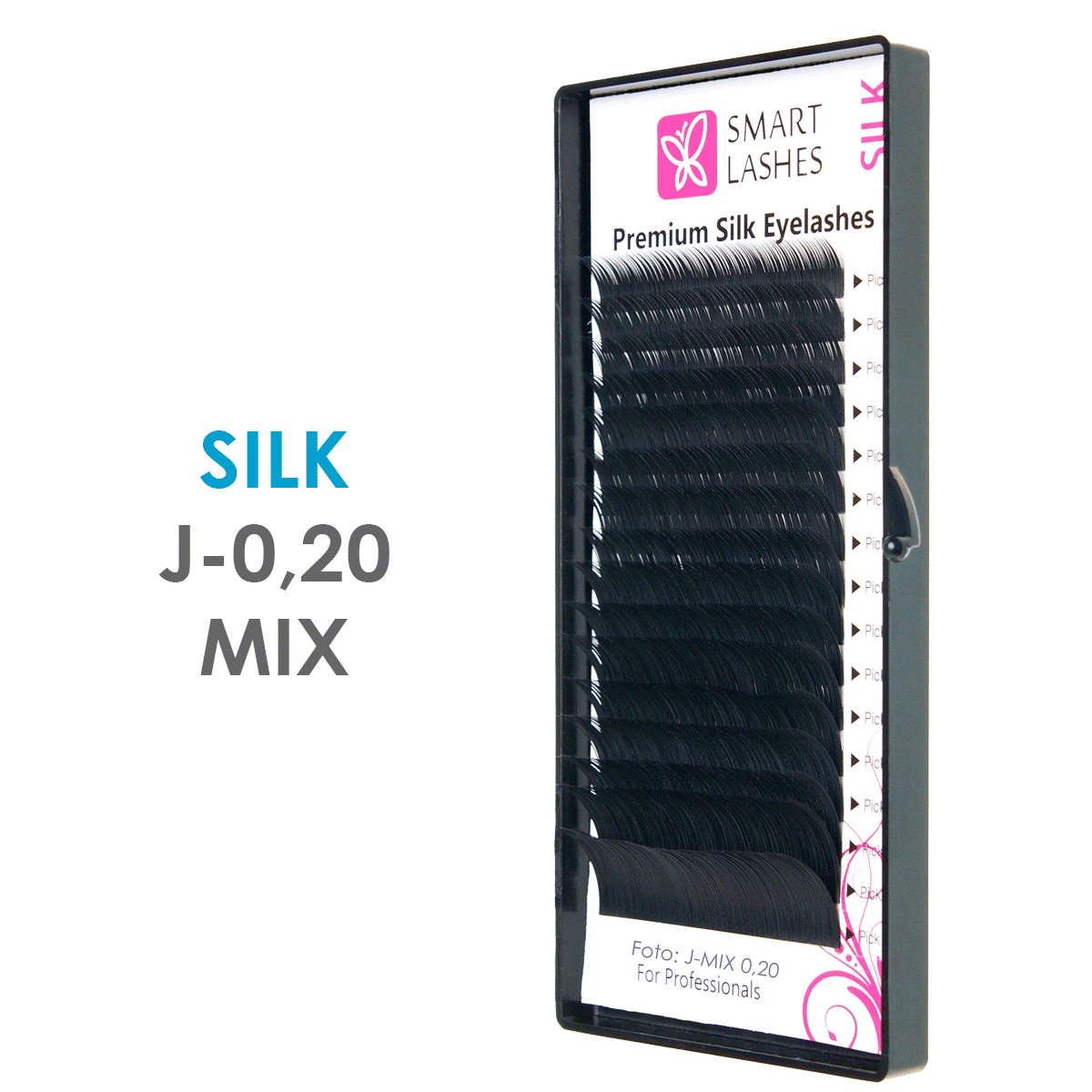 Silk - J - 0,20 mm x 8-15 mm MIX - eyelashes 16 lines | Smart Lashes