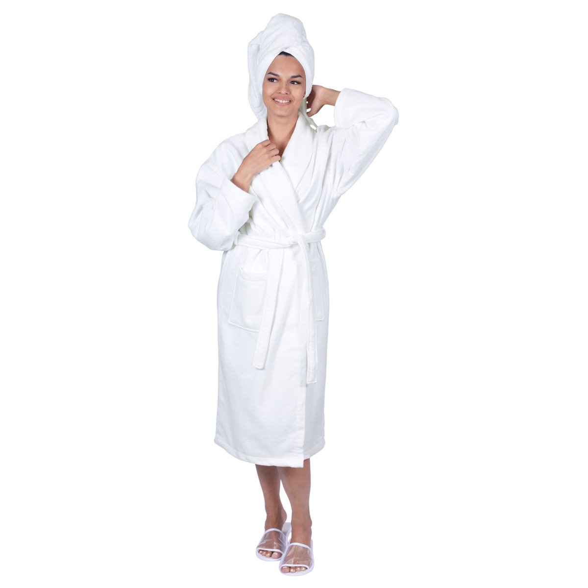 Unisex bathrobe DELUXE - white | Smart Lashes